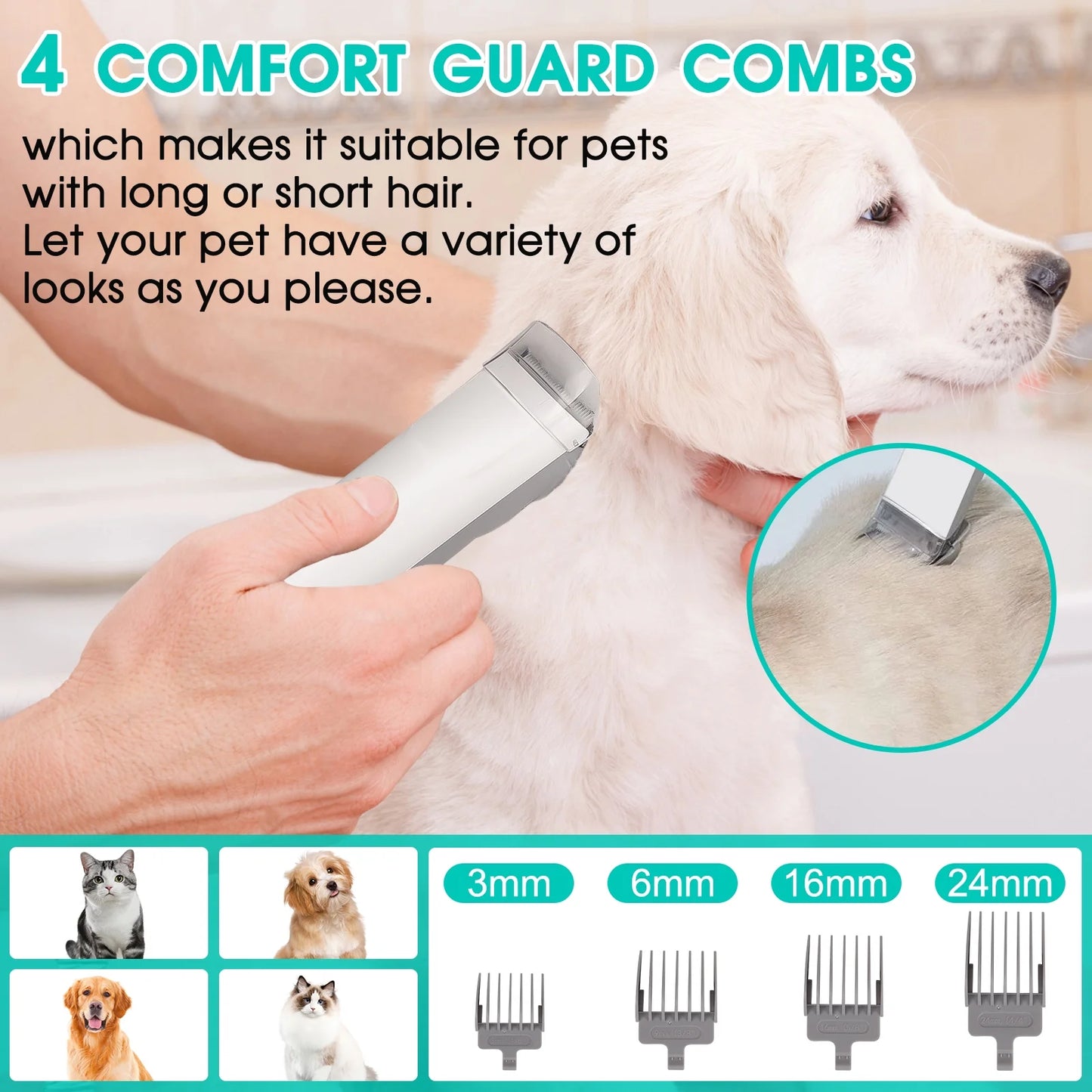Premium Pet Grooming Kit with Vacuum Suction - 11Kpa Low Noise, 3 Suction Modes, 5-in-1 Functionality, 2.5L Dustbin for Dogs, Cats, and Other Pets