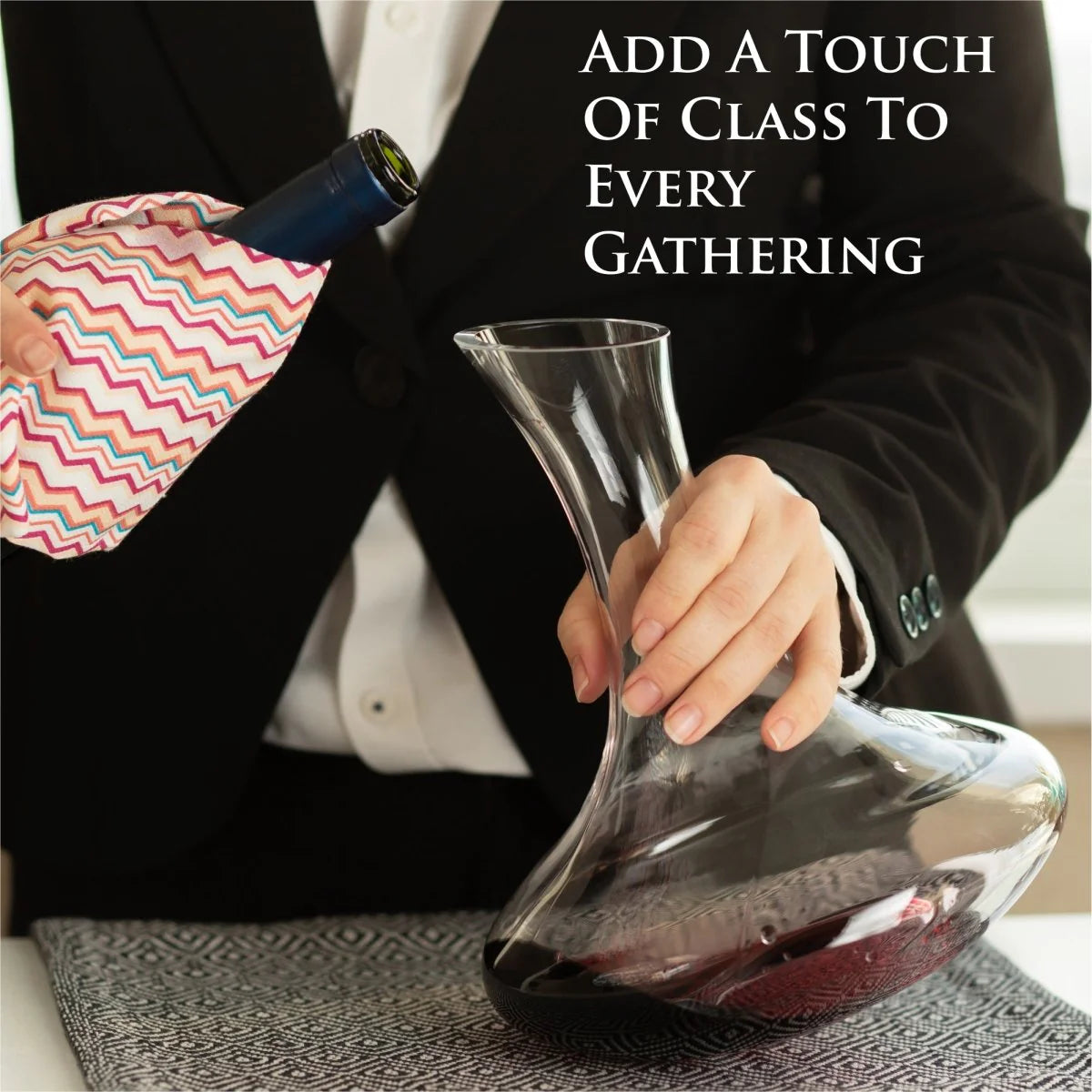 Sophisticated 61-Ounce Wine Decanter Set with Aerator and Stemmed Glasses