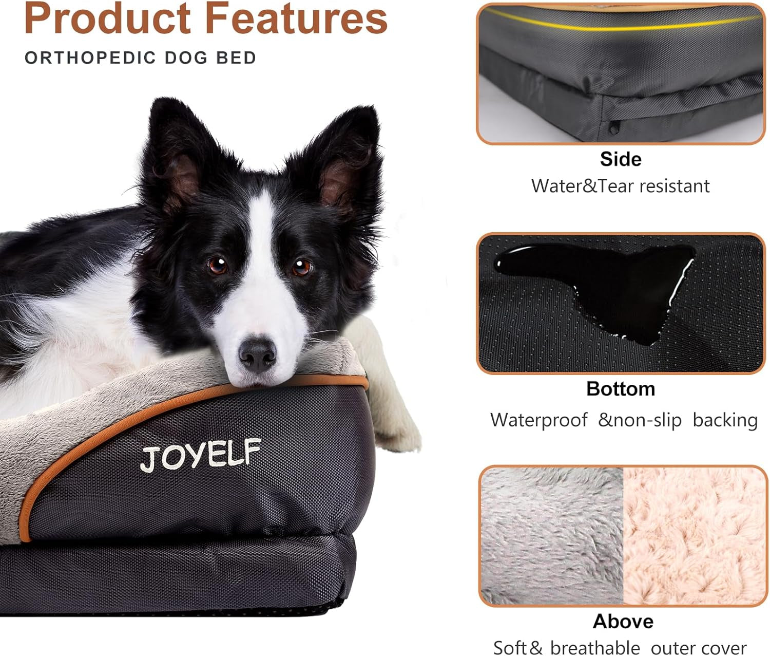Premium Orthopedic Large Memory Foam Dog Bed with Removable Washable Cover and Complimentary Squeaker Toy