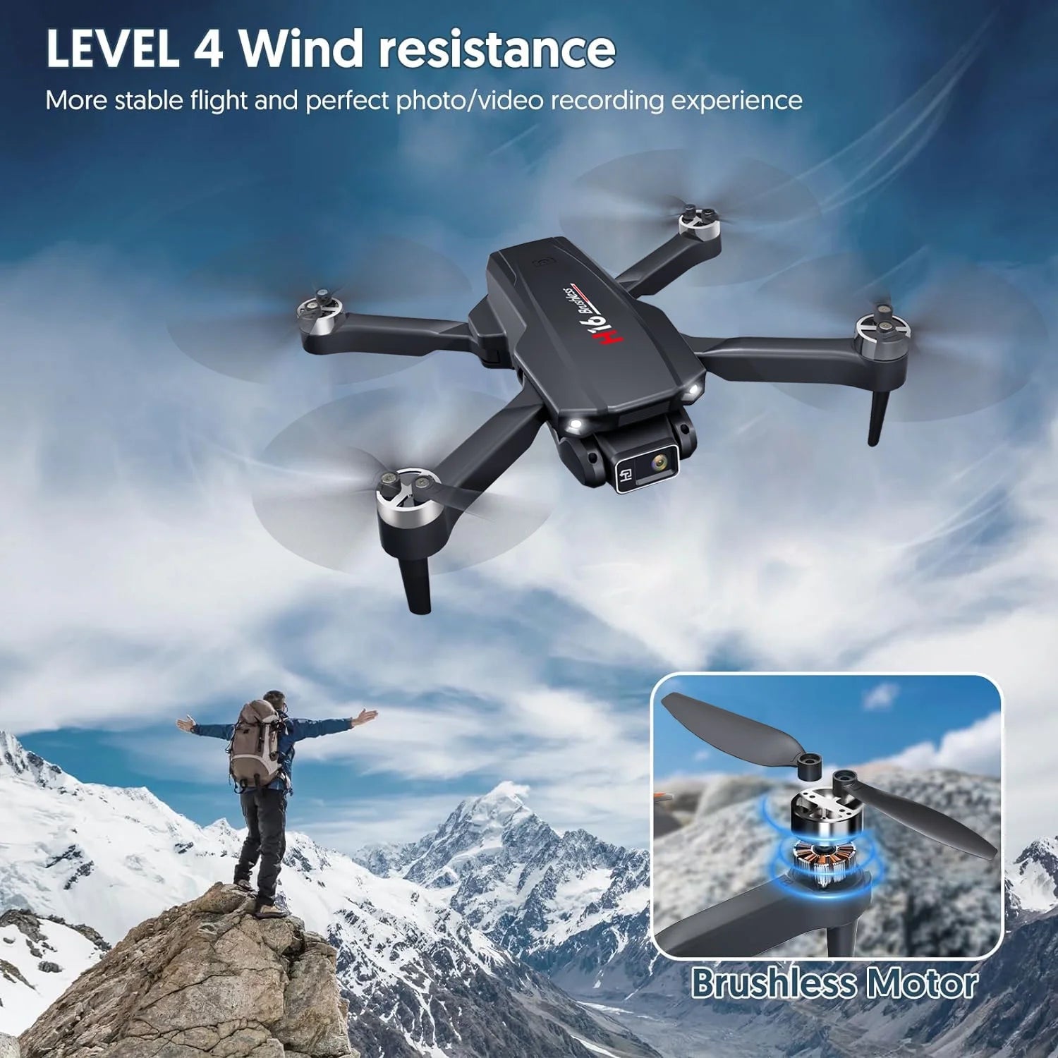 H16 4K Camera Drone for Adults - Foldable Beginner-Friendly Design with Brushless Motor, Optical Flow Positioning, Includes 2 Batteries and Carrying Case