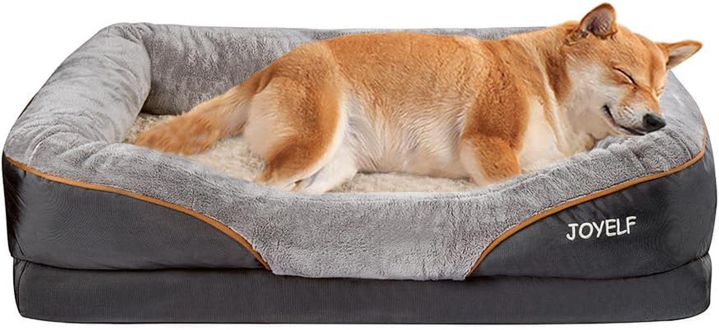 Premium Orthopedic Large Memory Foam Dog Bed with Removable Washable Cover and Complimentary Squeaker Toy
