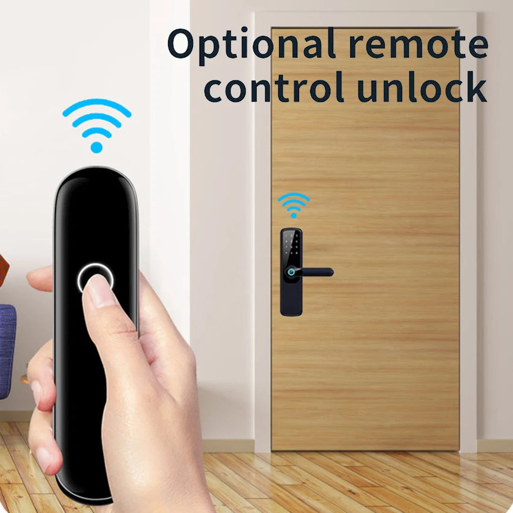 Smart Fingerprint Door Lock with WiFi and Bluetooth Connectivity - Tuya App Remote Unlocking, Digital Password, and Smart Card Features