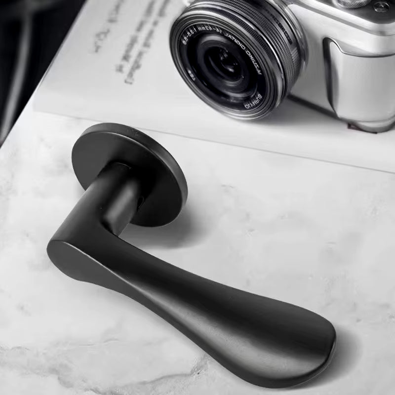Black Solid Wood Indoor Door Lock - Simple Split Magnetic Suction Lock with Silent Handle Accessory