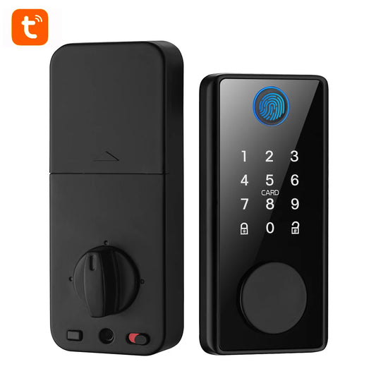Smart Fingerprint Door Lock with WiFi and Bluetooth Connectivity - Tuya App Remote Unlocking, Digital Password, and Smart Card Features