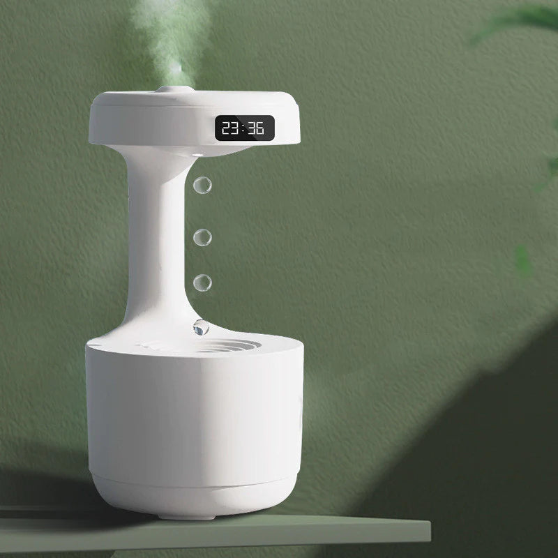 "Professional Bedroom Anti-Gravity Humidifier with Integrated Clock and Backflow Aroma Diffuser - High Capacity Mute Heavy Fog Sprayer for Home and Office Use"