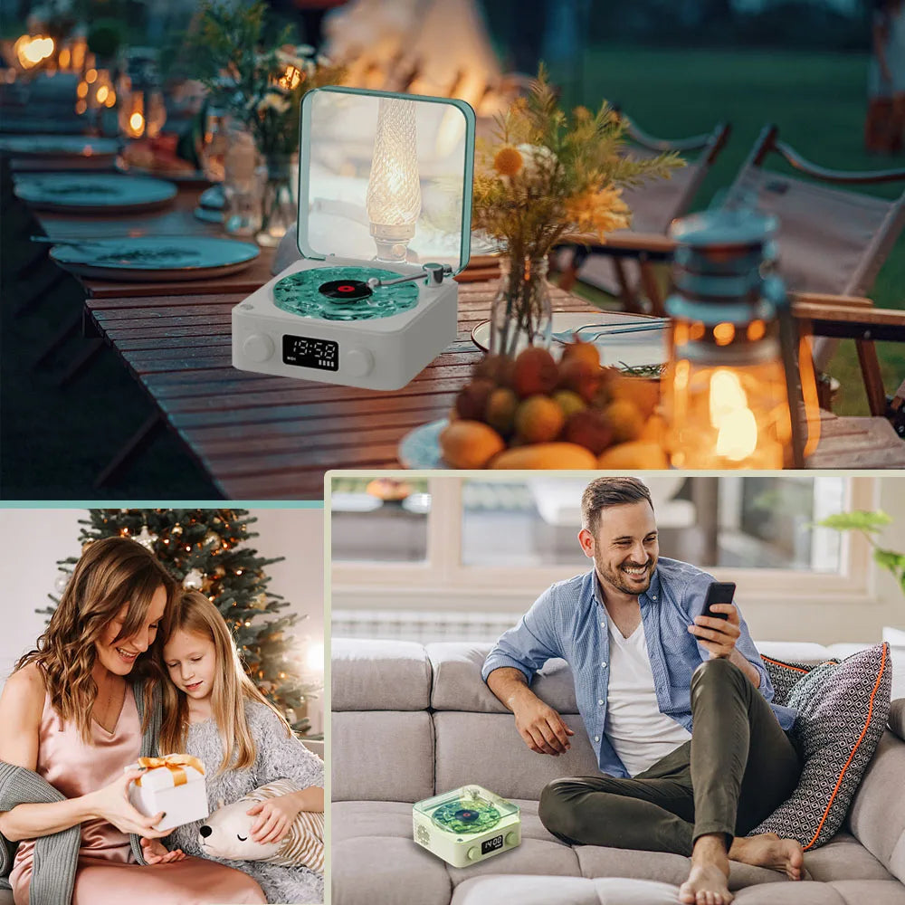 "Portable Mini Retro Bluetooth Speaker with Subwoofer and RGB Light - Vintage Sleep Aid with TF Card Support"