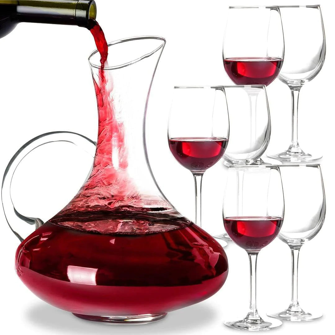 Sophisticated 61-Ounce Wine Decanter Set with Aerator and Stemmed Glasses