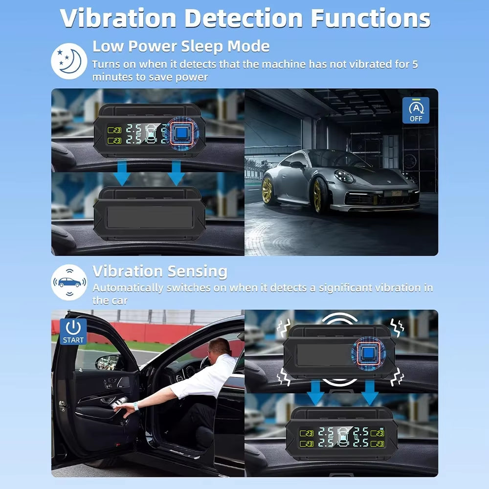 Digital Tire Pressure Monitoring System with External Sensors and Real-Time Alarm - 6 Bar Safety Alert
