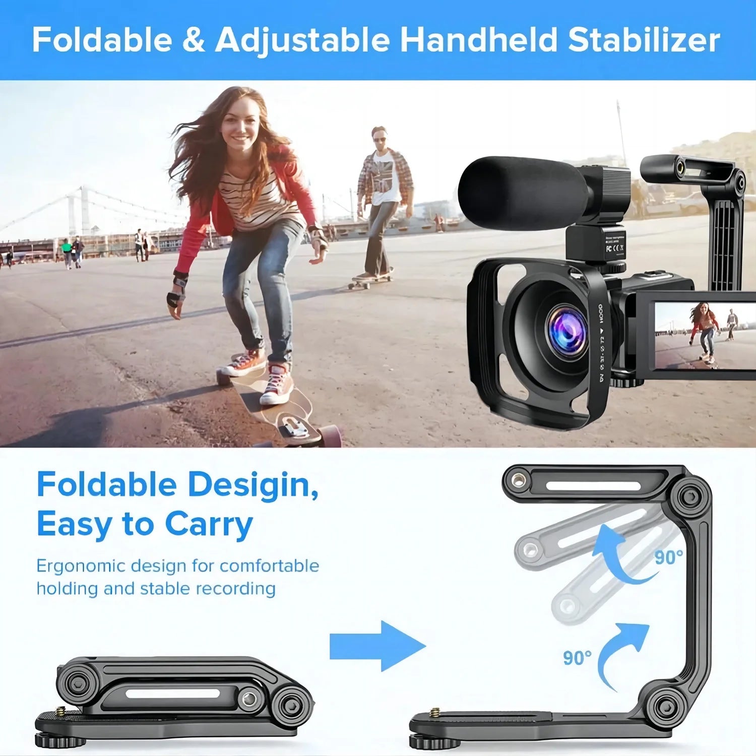 Professional 2.7K Video Camera Camcorder for YouTube Vlogging - Digital Camera with IPS Display, 36MP Resolution, and 16X Digital Zoom