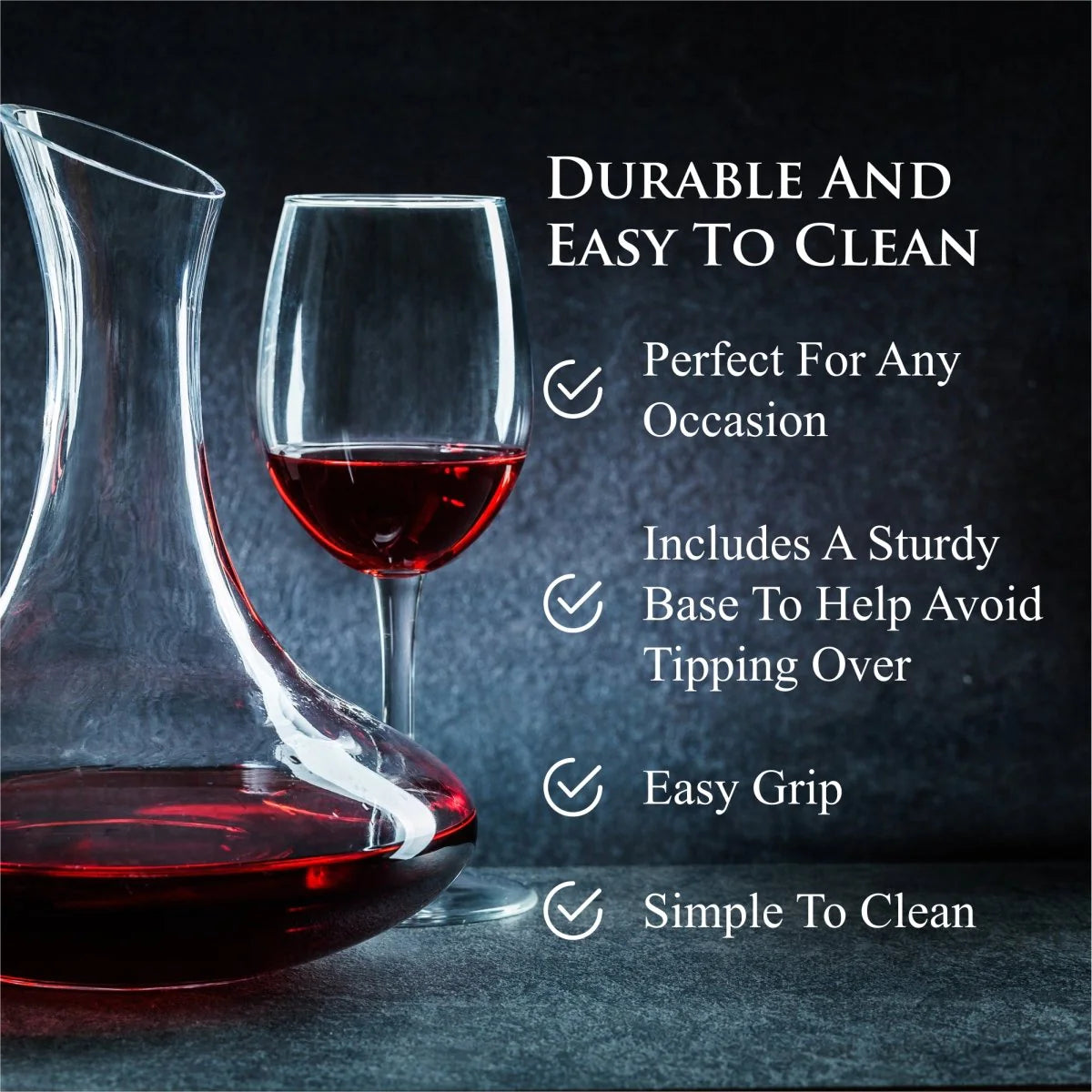 Sophisticated 61-Ounce Wine Decanter Set with Aerator and Stemmed Glasses