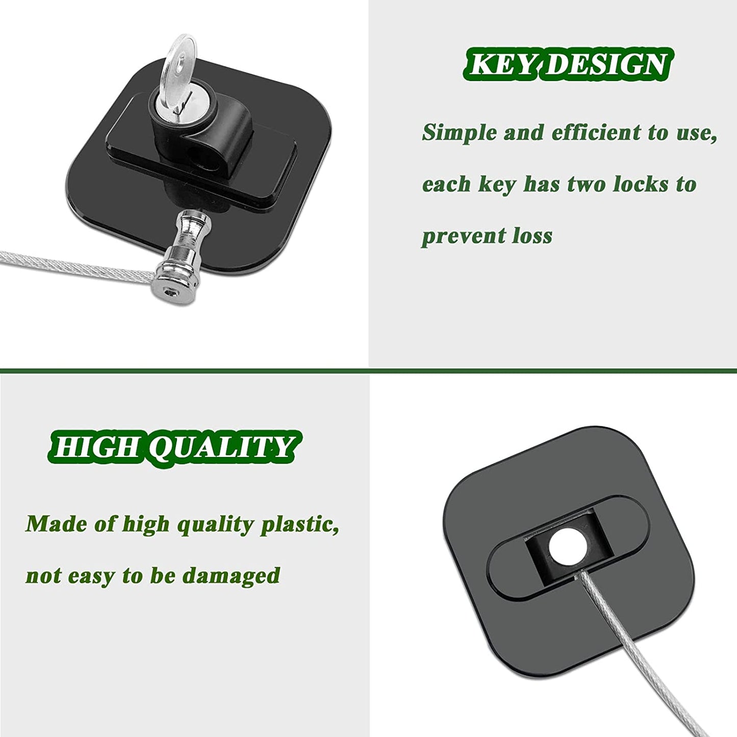 Refrigerator Lock Set - 2 Pack Child Safety Locks with 4 Keys and Strong Adhesive for Cabinets, Freezers, and Drawers (Black)