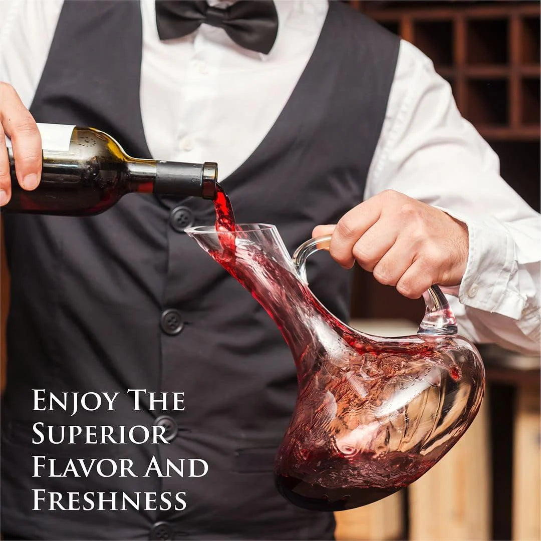 Sophisticated 61-Ounce Wine Decanter Set with Aerator and Stemmed Glasses