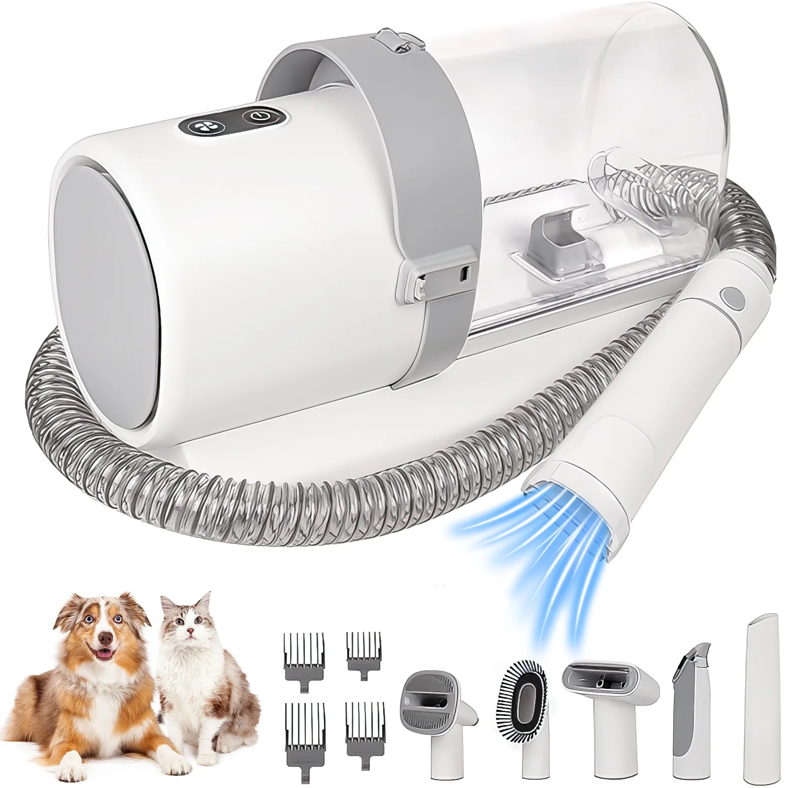 Premium Pet Grooming Kit with Vacuum Suction - 11Kpa Low Noise, 3 Suction Modes, 5-in-1 Functionality, 2.5L Dustbin for Dogs, Cats, and Other Pets