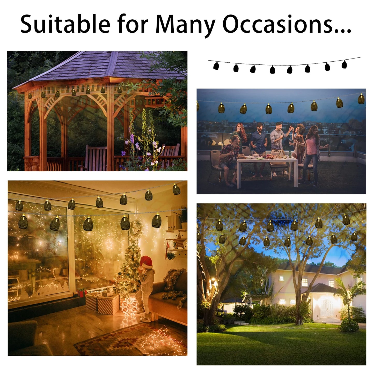 Outdoor Lights  String Lights Weather-Resistant Indoor Outdoor Lantern Lights for Home Garden Party Backyard Decor
