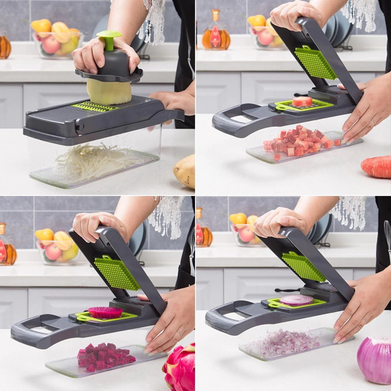 12-in-1 Manual Vegetable Chopper and Slicer for Efficient Food Preparation