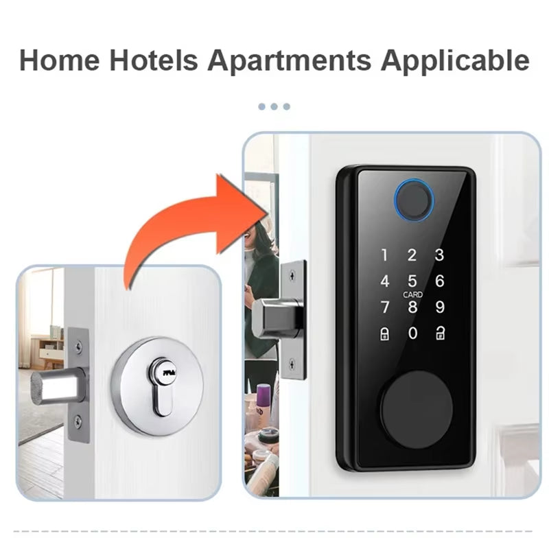 Smart Electronic Door Lock with Fingerprint Access, Deadbolt Security, and Keyless Entry via Tuya and Smartlife App
