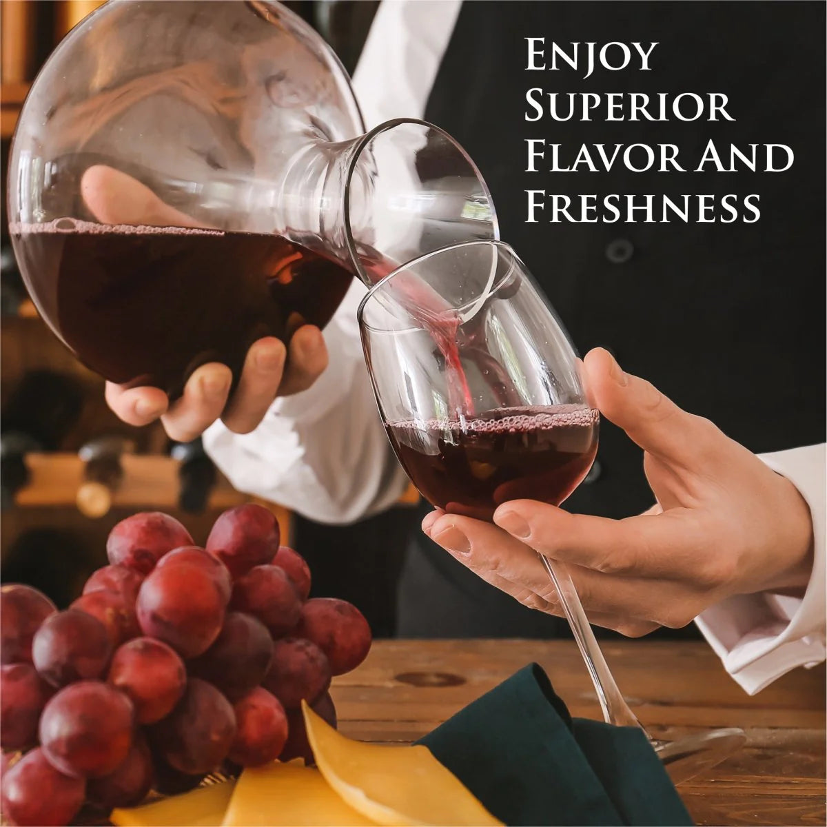 Sophisticated 61-Ounce Wine Decanter Set with Aerator and Stemmed Glasses