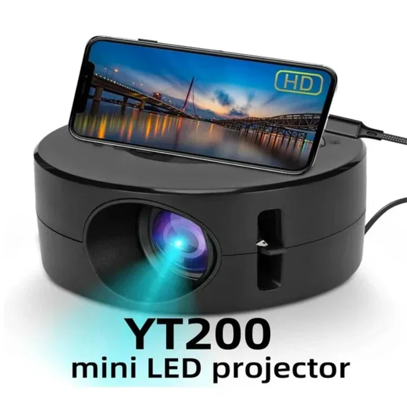 YT200 Smart Projector with Auto Focus - Android LED HD Projector Supporting 1080P Video Decoding for Home Cinema and Outdoor Use, Portable Design