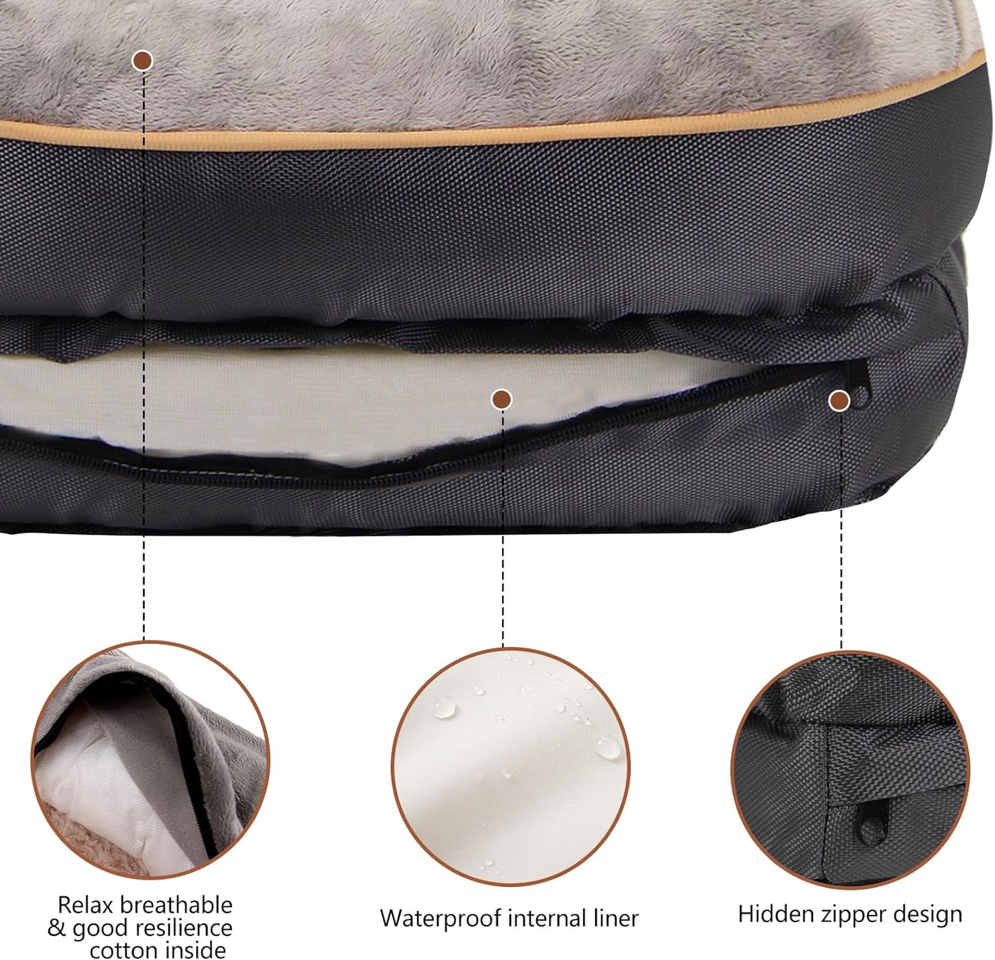 Premium Orthopedic Large Memory Foam Dog Bed with Removable Washable Cover and Complimentary Squeaker Toy
