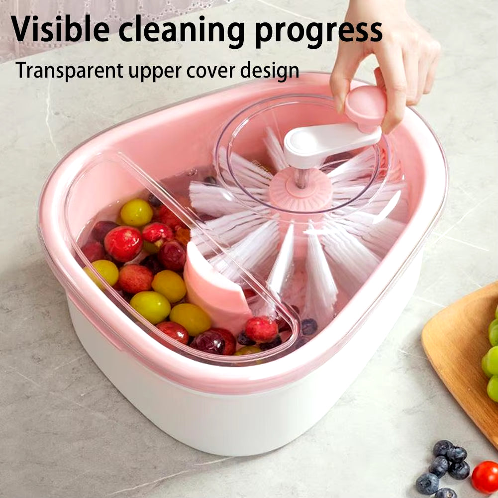 Professional Fruit and Vegetable Washing Machine with Spin Scrubber Brush for Home Kitchen Use