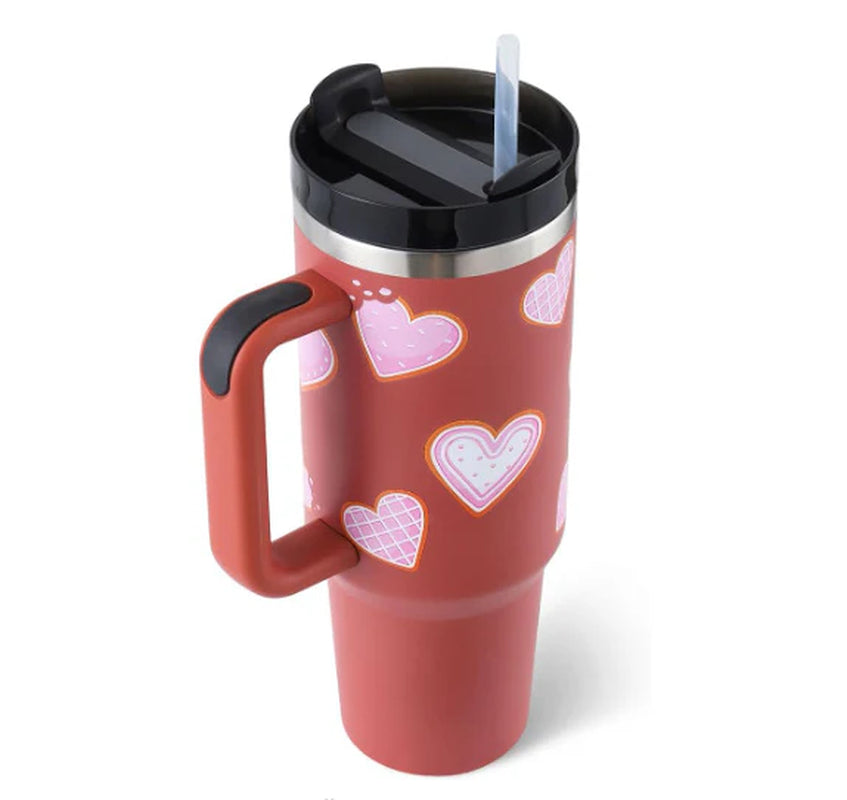 40 oz Insulated Stainless Steel Tumbler with Handle and Straw - Spill-Proof Vacuum Coffee Cup with Lid, Ideal for Travel, Gym, Office, and Gifts for Valentine's Day