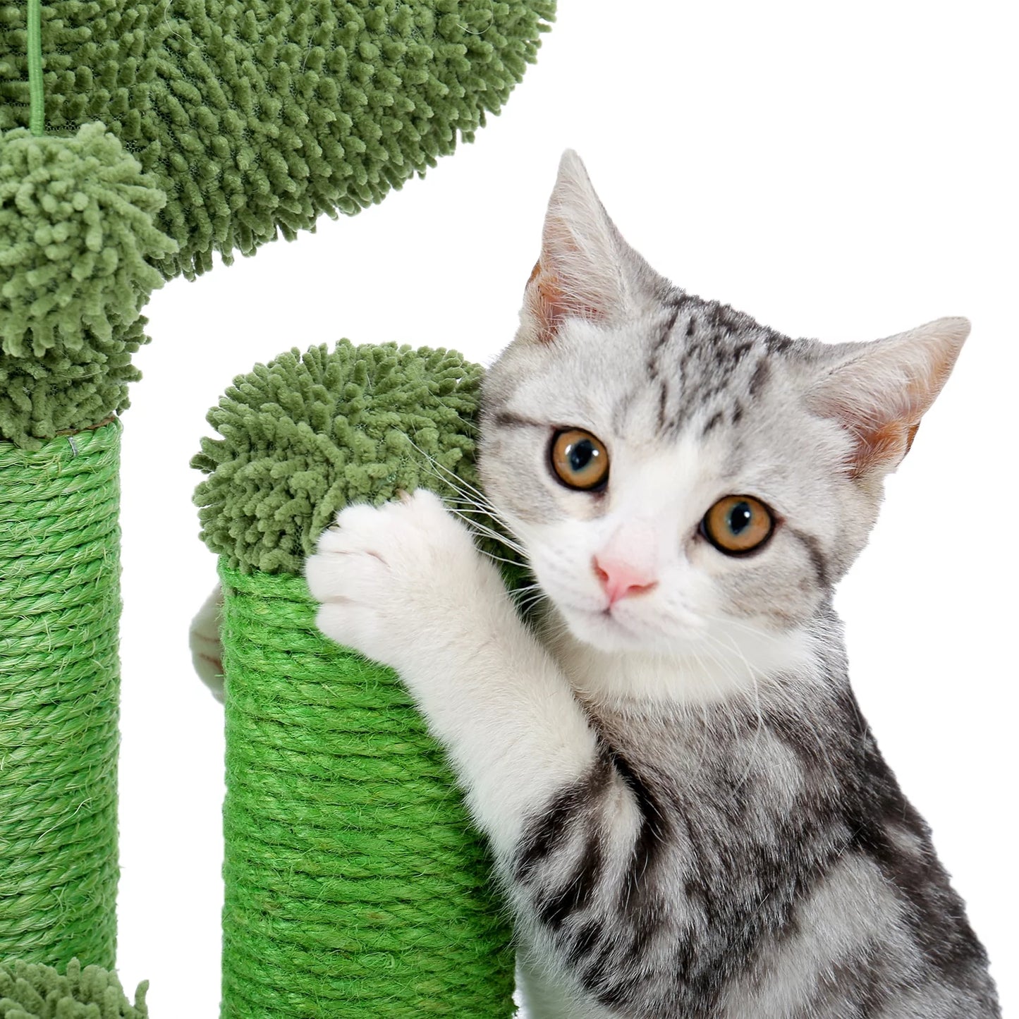 23" Medium Sisal Cat Scratcher with Cactus Design in Green