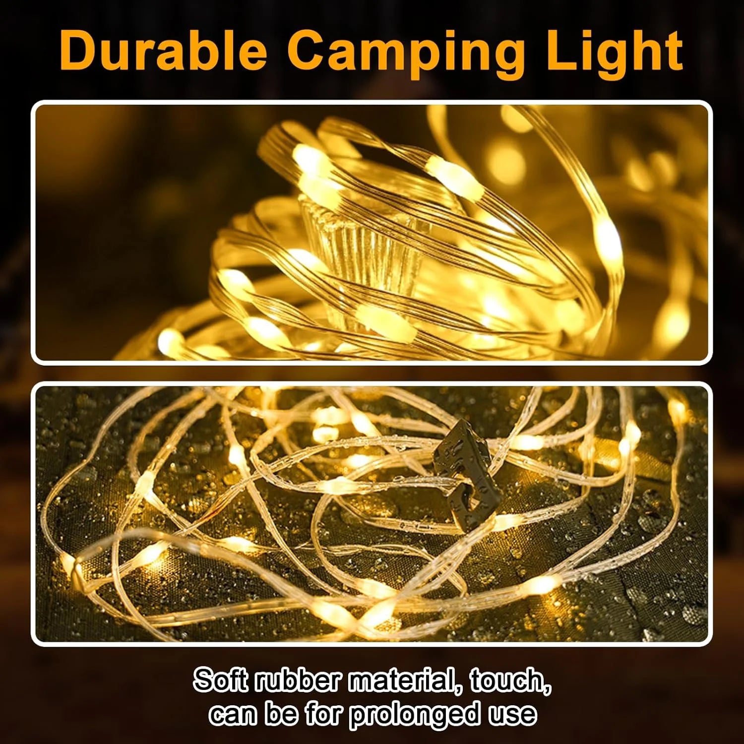 Outdoor Waterproof String Lights - 4-in-1 Solar and USB Rechargeable Portable Lighting for Camping, Yards, and Holiday Decorations