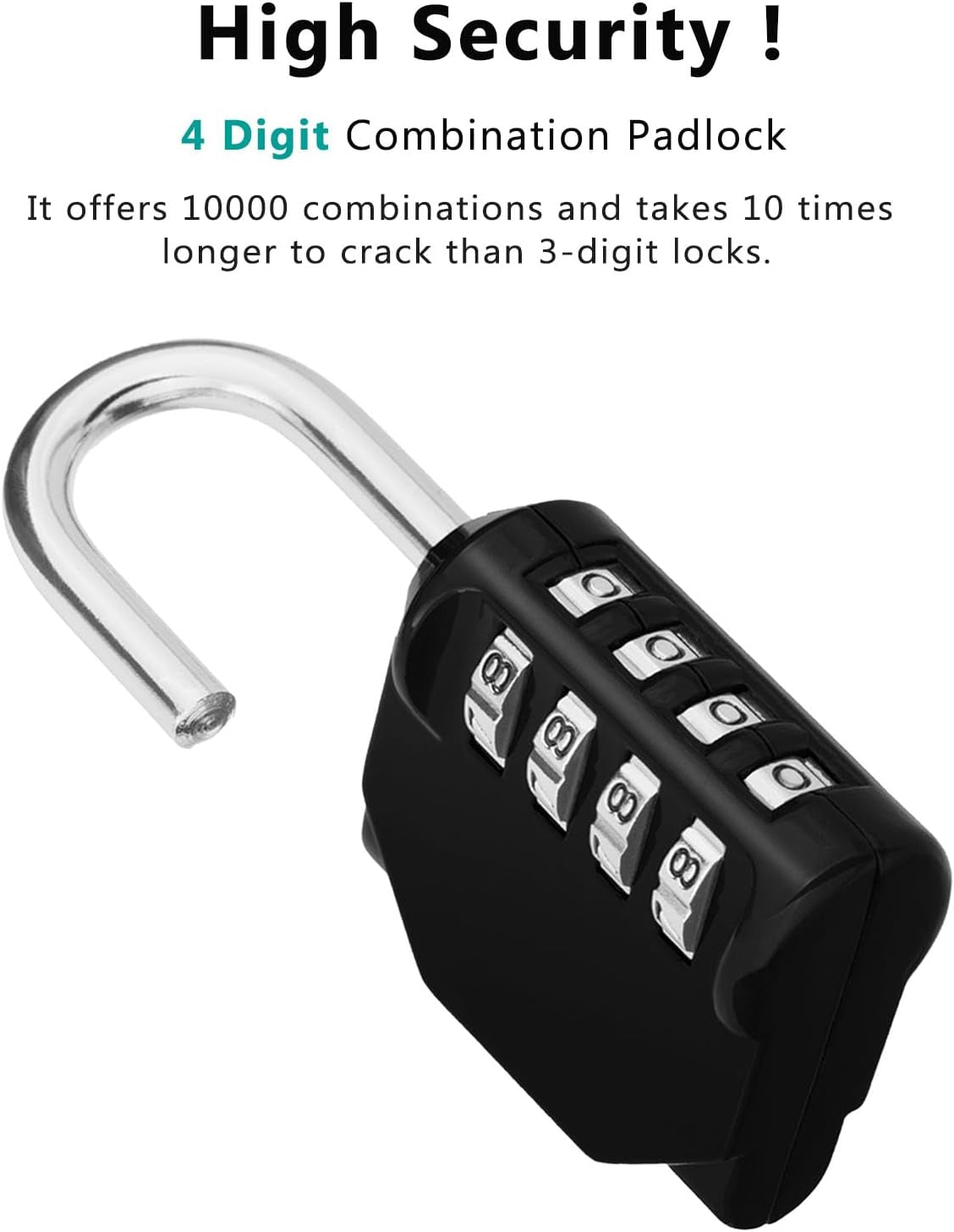 4-Digit Combination Padlock Set - 2 Pack, Outdoor and Gym Use, Red and Black