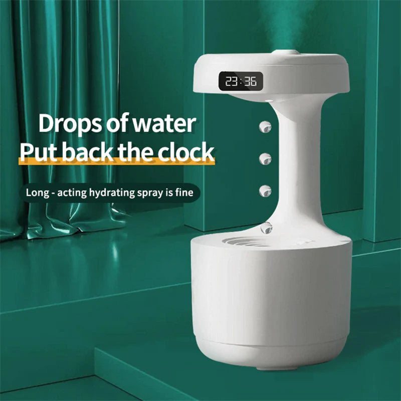 "Professional Bedroom Anti-Gravity Humidifier with Integrated Clock and Backflow Aroma Diffuser - High Capacity Mute Heavy Fog Sprayer for Home and Office Use"