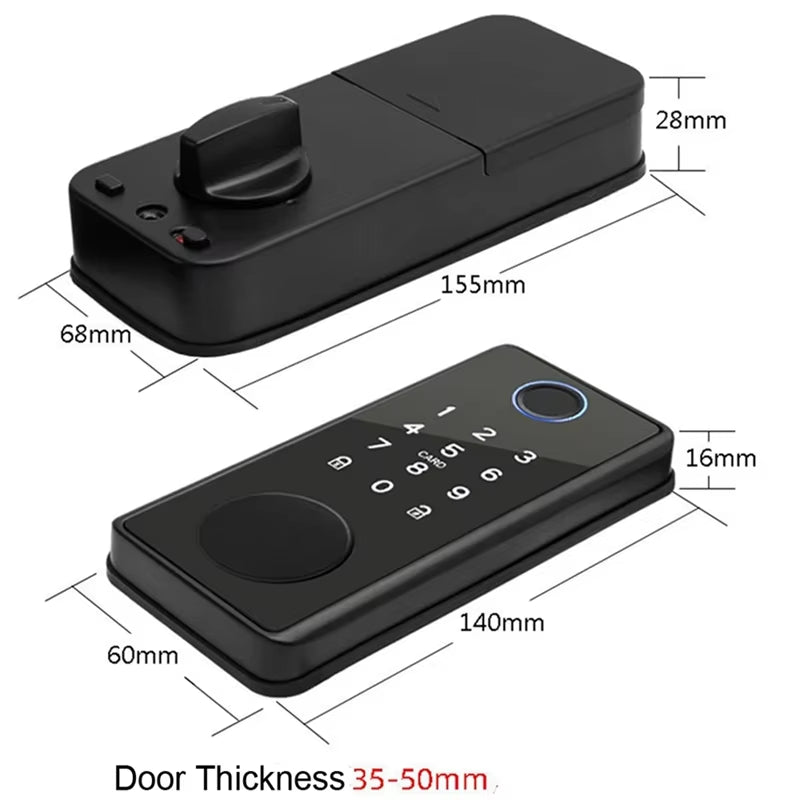 Smart Electronic Door Lock with Fingerprint Access, Deadbolt Security, and Keyless Entry via Tuya and Smartlife App