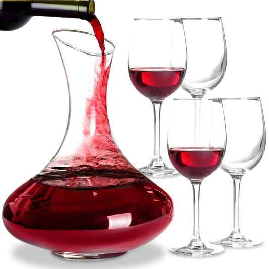 Sophisticated 61-Ounce Wine Decanter Set with Aerator and Stemmed Glasses