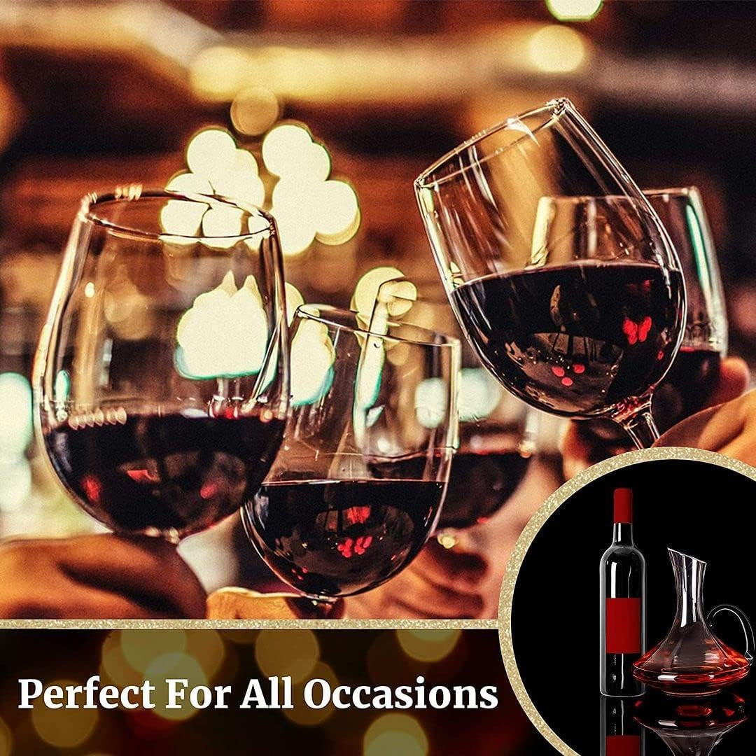 Sophisticated 61-Ounce Wine Decanter Set with Aerator and Stemmed Glasses
