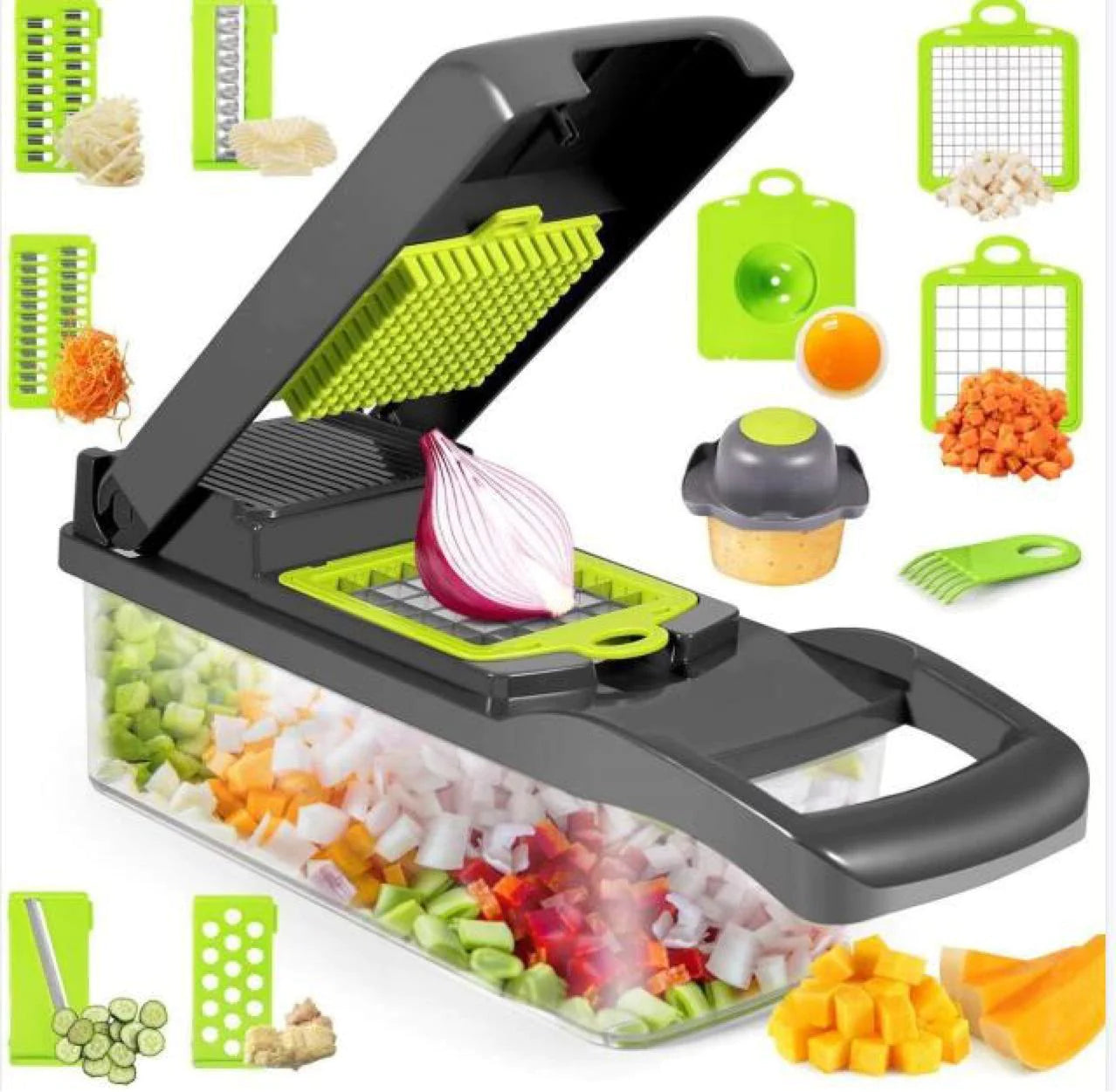 12-in-1 Manual Vegetable Chopper and Slicer for Efficient Food Preparation