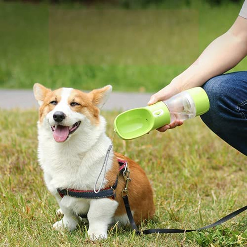 Portable Dog Water Bottle with Food Storage - Leak-Proof, Lightweight, BPA-Free Design for Hiking and Walking (Blue)