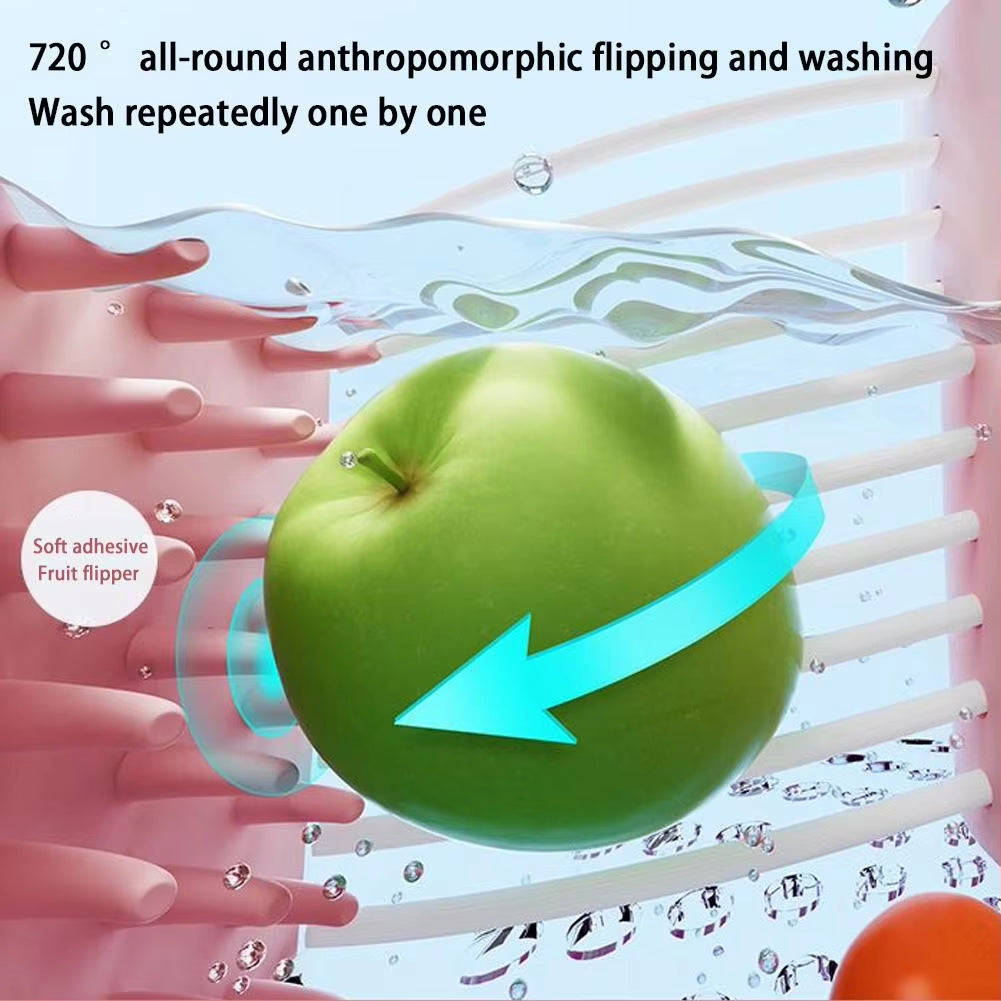 Professional Fruit and Vegetable Washing Machine with Spin Scrubber Brush for Home Kitchen Use