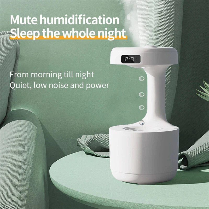 "Professional Bedroom Anti-Gravity Humidifier with Integrated Clock and Backflow Aroma Diffuser - High Capacity Mute Heavy Fog Sprayer for Home and Office Use"