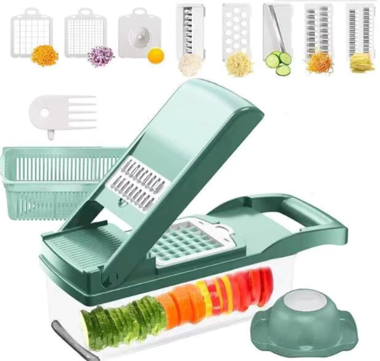 12-in-1 Manual Vegetable Chopper and Slicer for Efficient Food Preparation