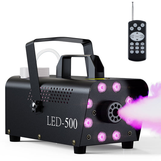 Professional Halloween Fog Machine with 3-Stage LED Lighting, 13 Color Options, Strobe Effect, Wireless Remote Control, and Receiver - 4.18 lbs