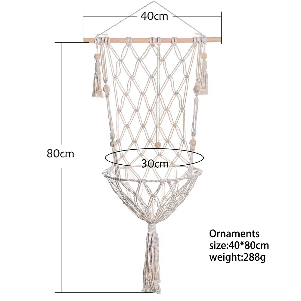 Bohemian Handwoven Cotton Macrame Cat Hammock Swing Bed for Home and Bedroom Wall Decoration