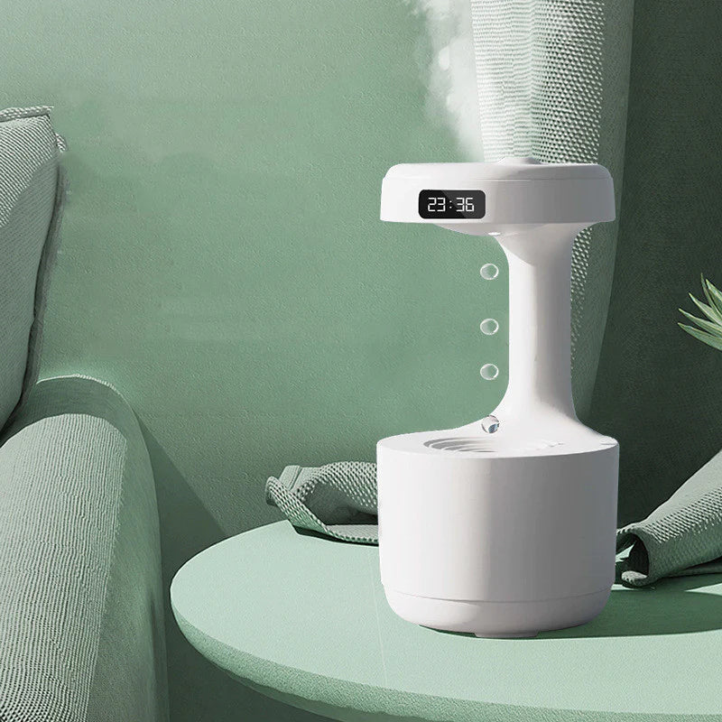 "Professional Bedroom Anti-Gravity Humidifier with Integrated Clock and Backflow Aroma Diffuser - High Capacity Mute Heavy Fog Sprayer for Home and Office Use"