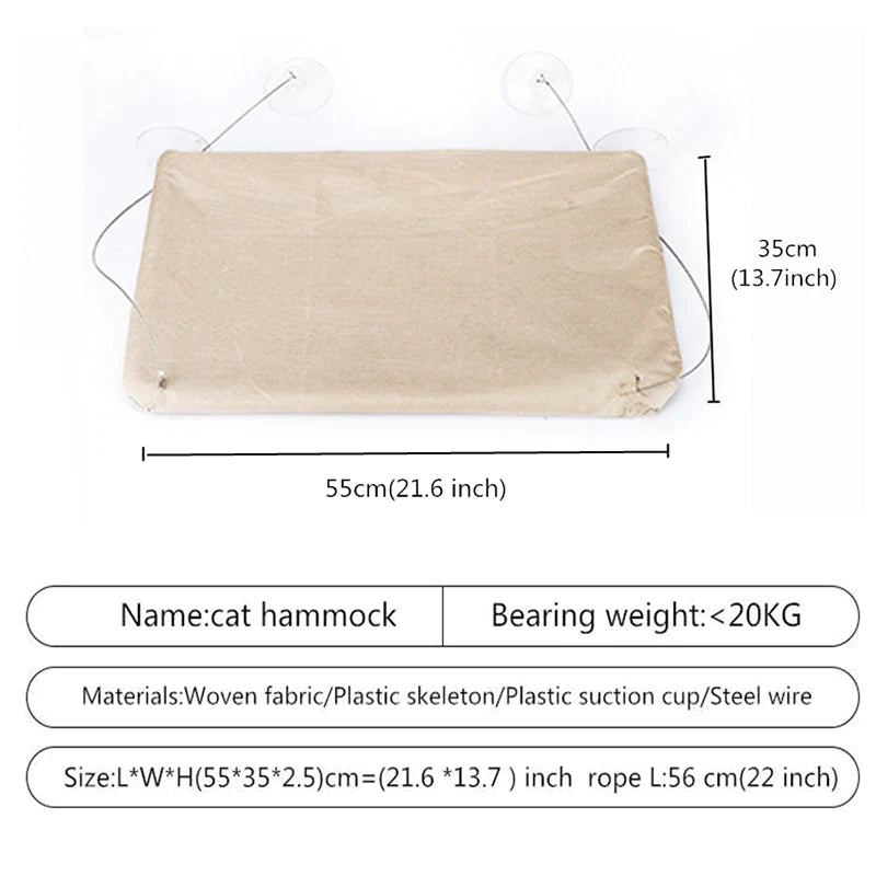 Hanging Cat Bed - Aerial Hammock for Cats, Window Seat Nest with Climbing Frame, Supports Up to 20kg, Ideal Cat Accessories
