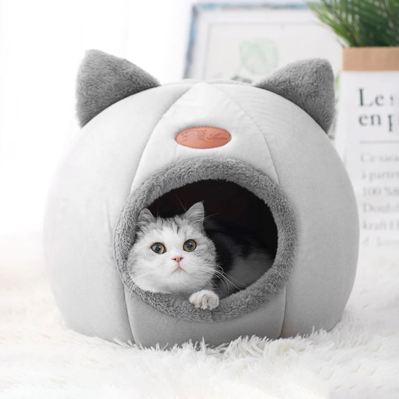 Premium Winter Cat Bed - Cozy Cave Nest for Small Dogs and Cats, Indoor Mat Basket