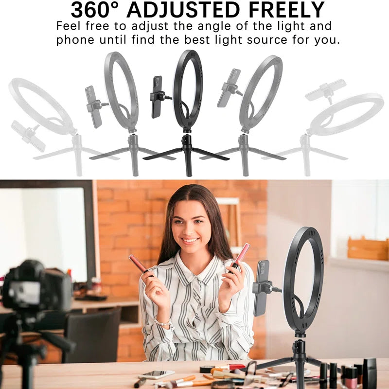 10-Inch Dimmable Ring Light with Tripod and Smartphone Holder