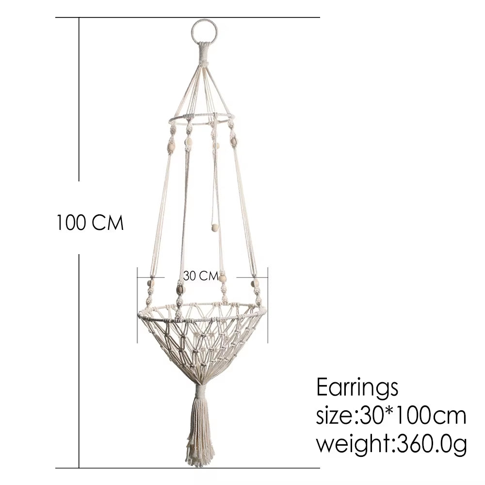 Bohemian Handwoven Cotton Macrame Cat Hammock Swing Bed for Home and Bedroom Wall Decoration