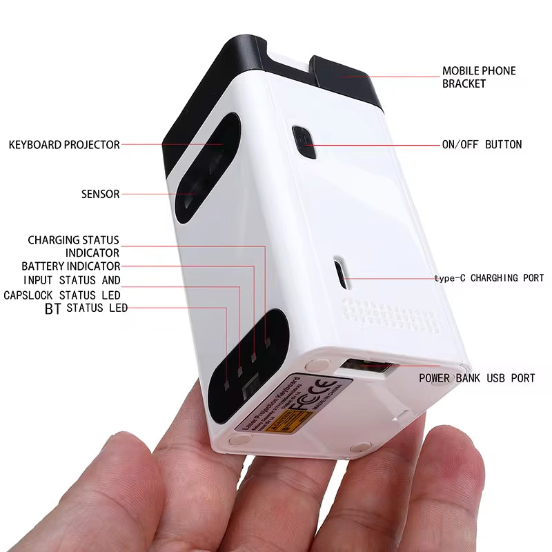 Wireless Mini Laser Projection Keyboard with Bluetooth Connectivity and Mouse Functionality for Laptops and Smartphones